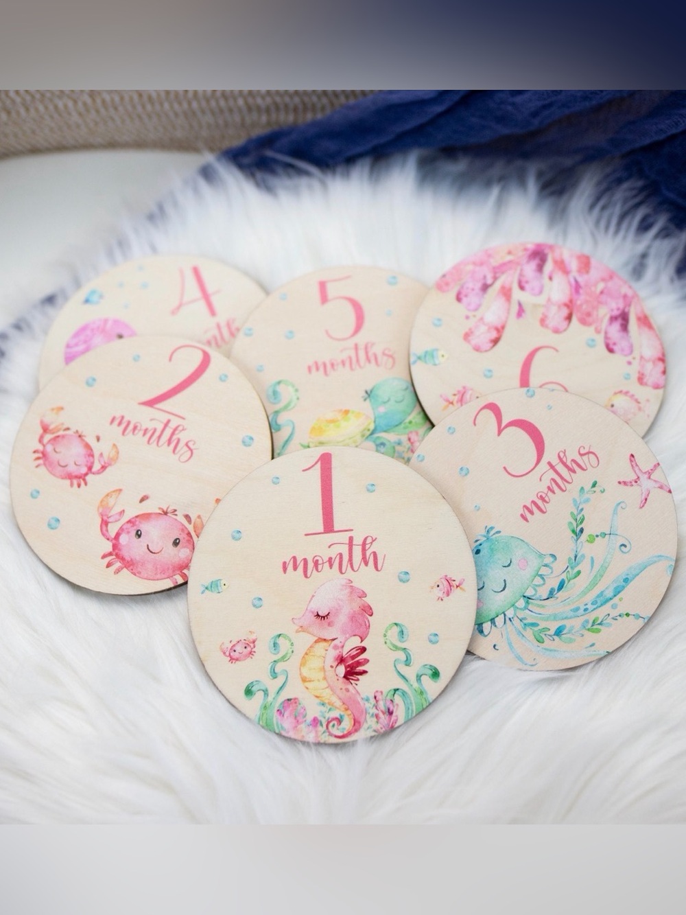 Wooden Under The Sea Milestone Cards for Baby